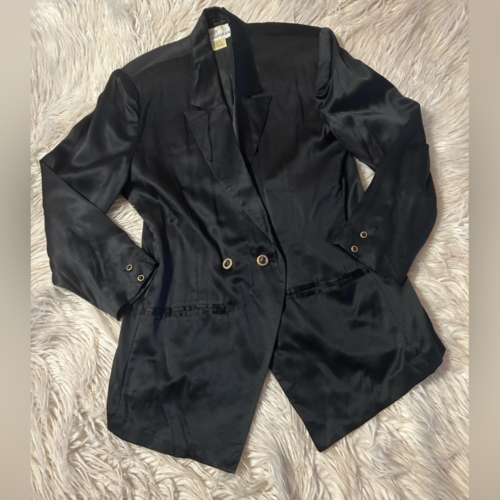 Elegant Black Silk Women's Vintage Gary Fabrikant Blazer